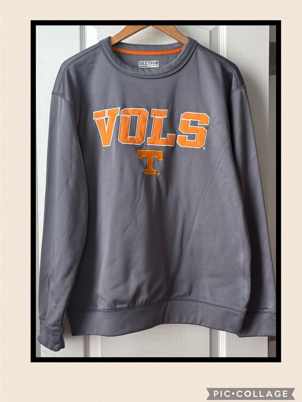 Section 101 Gray VOLS Crewneck Sweatshirt with Orange Logo Size M